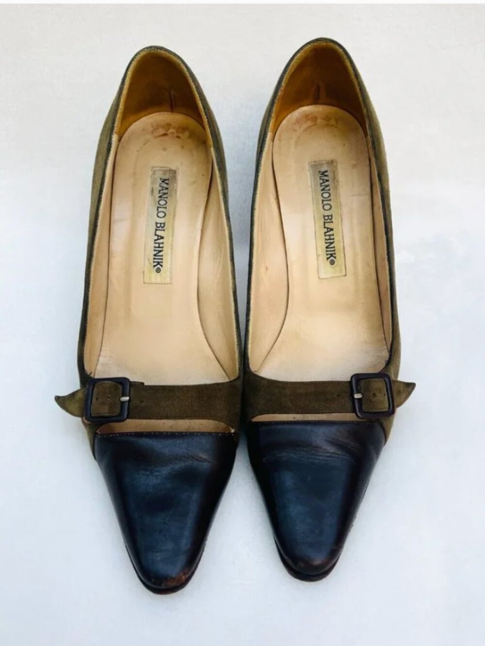 Manolo Blahnik color block suede/leather vintage heels 6 - Picture 11 of 11